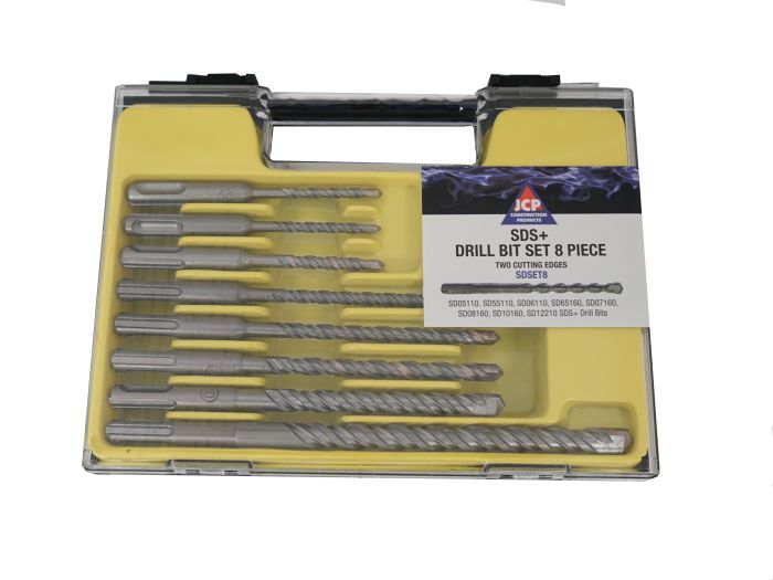 SDS+ Drill Bit 8 Piece Set - 2 Cutting Edges - 5, 5.5, 6, 6.5, 7, 8, 10 and 12mm