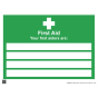 Site Sign - Rigid PVC - 300x400mm (A3) - First Aid - Your First Aiders Are:-