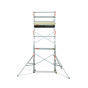 SAFESMART - Scaffold Mini Mobile Two Level Tower & Guardrail Set - 3.70mH x 0.70mW x 1.70mL.  Includes 4 x Outriggers + Toeboard Set