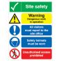 Site Safety Board - Site Safety/Warning Dangerous Work/All Visitors Report to Site Office/Safety Helmets/Unauthorised Access - A1 - PVC