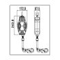 Kratos HELIXON-S retractable fall arrester dimension drawing showing 243mm height and 172mm width | CMT Group UK