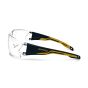 Anti-fog metal-free safety glasses clear lens black and yellow arms side profile armourU branding | CMT Group UK