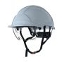 Safety helmet with integrated anti-fog goggle unvented ABS white side view goggle stowed | CMT Group UK
