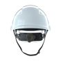Unvented ABS safety helmet white rear view showing 6-point harness and euro slot adapters | CMT Group UK
