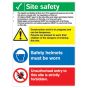 Site Safety Board - Construction Work/Safety Helmets/Unauthorised Entry Forbidden A2 - PVC