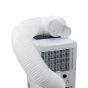 4-in-1 portable air conditioner rear view showing exhaust port and air intake grille with duct connected | CMT Group UK