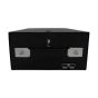 Electric pallet truck spare battery black unit bottom view showing quick-change connector ports and metal brackets | CMT Group UK