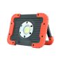 MAX rechargeable LED spotlight work light orange ABS rubber body fold-out stand front view | CMT Group UK