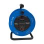 25m cable reel 240V blue drum four 13A sockets thermal cutout neon indicator front view | CMT Group UK