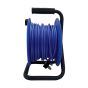 25m cable reel side view blue 25m PVC cable wound on drum and 13A plug visible | CMT Group UK