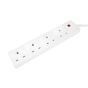 4 gang IP44 extension lead socket detail showing four 13A BS 1363 outlets white casing | CMT Group UK