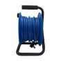 50m cable reel side view blue PVC cable wound on drum and 13A plug visible | CMT Group UK