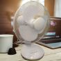 Desk fan 12 inch in use on site office desk showing 80 degree oscillation sweep | CMT Group UK