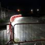 UtilityLite LED lighting strip on construction barriers at night showing full barrier run illumination | CMT Group UK
