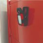 Rechargeable LED work light 360° clip and magnetic mount in use mounted on red steel panel | CMT Group UK