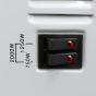Convector heater 2kW switch detail showing 750W 1250W 2000W settings with indicator lights | CMT Group UK