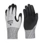 Cut resistant sandy nitrile gloves grey HPPE liner black palm coating front and back pair | CMT Group UK