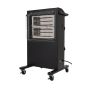 110V infrared cabinet heater 2.4kW black powder-coated cabinet twin halogen elements front view | CMT Group UK
