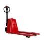 MAX semi-electric pallet truck 2000kg red body three-quarter view showing forks and PU wheels | CMT Group UK