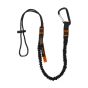 Polyester bungee tool lanyard black adjustable loop end spring lock carabiner full length front view | CMT Group UK