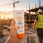 Sun cream 200ml SPF50 label detail showing UVA UVB water resistant non-greasy clinically tested | CMT Group UK