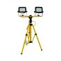 110V LED twin head telescopic tripod light yellow stand with two independently adjustable LED heads | CMT Group UK