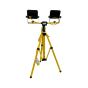 110V LED twin head tripod light rear view showing two adjustable heads on crossbar and yellow cable | CMT Group UK