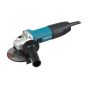 Makita 115mm 110V angle grinder GA4530R/1 full view with side handle and grinding disc fitted | CMT Group UK