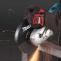 Makita GA9020 110V 230mm angle grinder in use cutting steel on construction site | CMT Group UK