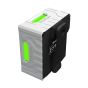 Dustlight personal dust monitor green display showing low dust reading with Klick Fast Go Connector attached rear view | CMT Group UK