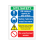 Site Safety Board All Visitors/Hard Hat/Footwear/Construction/No Access A2 - 3mm Correx