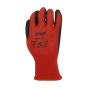 MAX MXL grip gloves back view showing red breathable uncoated polyester liner and elasticated cuff | CMT Group UK