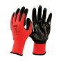 Smooth nitrile palm coated grip gloves red polyester liner black nitrile coating front and back pair | CMT Group UK