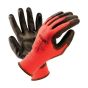 MAX PU palm coated grip gloves red polyester liner black PU coating front and back pair precision handling | CMT Group UK