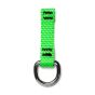 NLG small D ring tool tether green webbing welded D ring front view showing contrast stitching | CMT Group UK