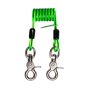 NLG short coil lanyard angled view showing chrome Quick Clip connectors, CE label, and compact coil construction | CMT Group UK