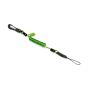 Mini coil tool lanyard flat view showing extended coil with NLG ID label, springhook, and detached micro loop connector | CMT Group UK