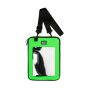 NLG tablet case front view lime green neoprene clear touchscreen panel zipper and adjustable shoulder strap | CMT Group UK