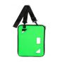 NLG tablet case back view lime green showing three camera aperture cutouts and plastic D-ring attachment points | CMT Group UK