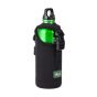 Neoprene bottle holder angled view with green water bottle top yoke buckle closure visible | CMT Group UK