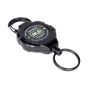 NLG mini ratchet retractable tool lanyard angled view showing CE UKCA marking serial number label on ratchet body | CMT Group UK