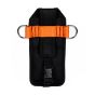 NLG retractable tool holster rear view showing orange dual D-ring strap and Quick Connect belt attachment buckle | CMT Group UK