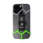 Phone tethering harness fitted to smartphone back view showing camera access and central D-ring | CMT Group UK
