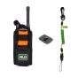 Complete radio tethering kit fitted to two-way radio with mini coil lanyard attached showing full three-component system | CMT Group UK