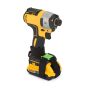 NLG drill harness fitted on DeWalt cordless impact driver showing TriLock Velcro straps wrapped around handle above battery | CMT Group UK