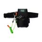 NLG tape measure holster and tape measure tether system shown connected by green coil lanyard | CMT Group UK