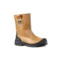 ProMan Chicago Tan Leather (PM104) Rigger Boot – Fur-Lined – S3 SRC Steel Toe front angled view showing pull-on design and PU scuff cap | CMT Group