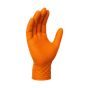 Orange nitrile diamond grip gloves close-up showing raised diamond texture on palm and fingers | CMT Group UK
