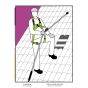 Fall arrest system diagram for roofers showing three-component harness rope and anchor setup | CMT Group UK