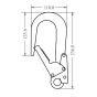 Kratos Aluminium rebar hook technical drawing showing 236mm length 110mm width 135mm gate depth | CMT Group UK